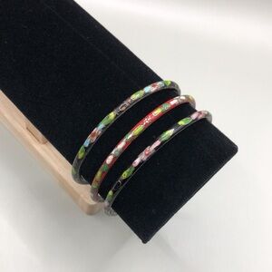 𝅺Bundle 3 Vintage Cloisonne Enamel Bangle Bracelets  Layering Stackable Boho